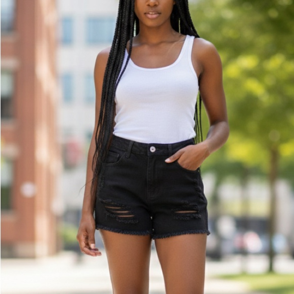 Women’s Black Jean Cut Off Shorts